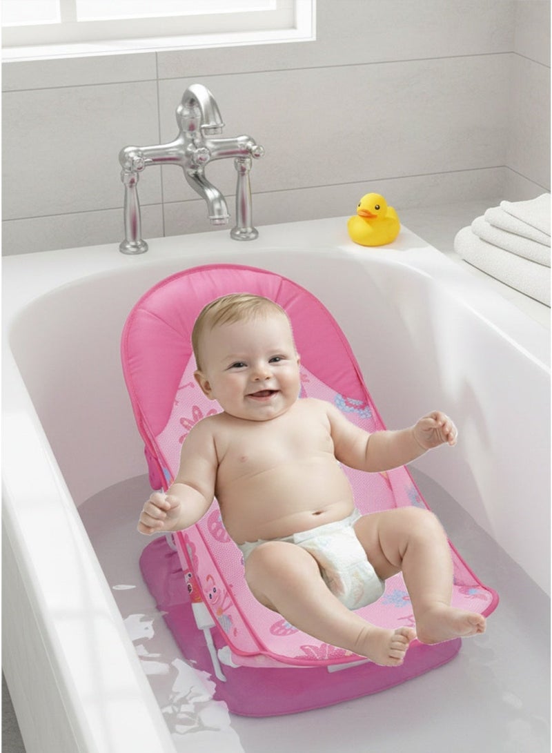 ما بيبي مقعد استحمام قابل للطي للأطفال بثلاثة أوضاع قابلة للتعديل، وحامل استحمام شبكي ناعم مزود بأقدام مانعة للانزلاق، مناسب للأطفال حديثي الولادة وحتى الأطفال الصغار. - Image 1